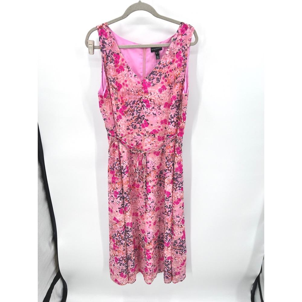 Long Tall Sally Romantic Floral Sweetheart Dress Pink Multi Sleeveless Size 14